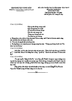 Đề giới thiệu thi tuyển sinh vào Lớp 10 THPT môn Ngữ văn - Năm học 2018-2019 - Phòng giáo dục và đào tạo huyện Kinh Môn (Có đáp án)
